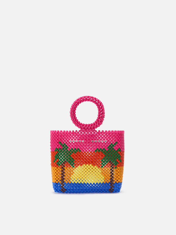 Beaded Big Bag multicolor striped bag