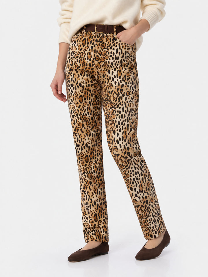 Belleville animal print denim pants