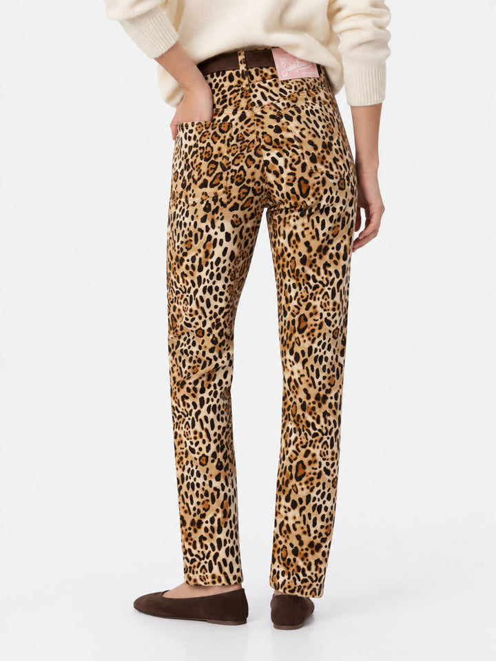 Belleville animal print denim pants