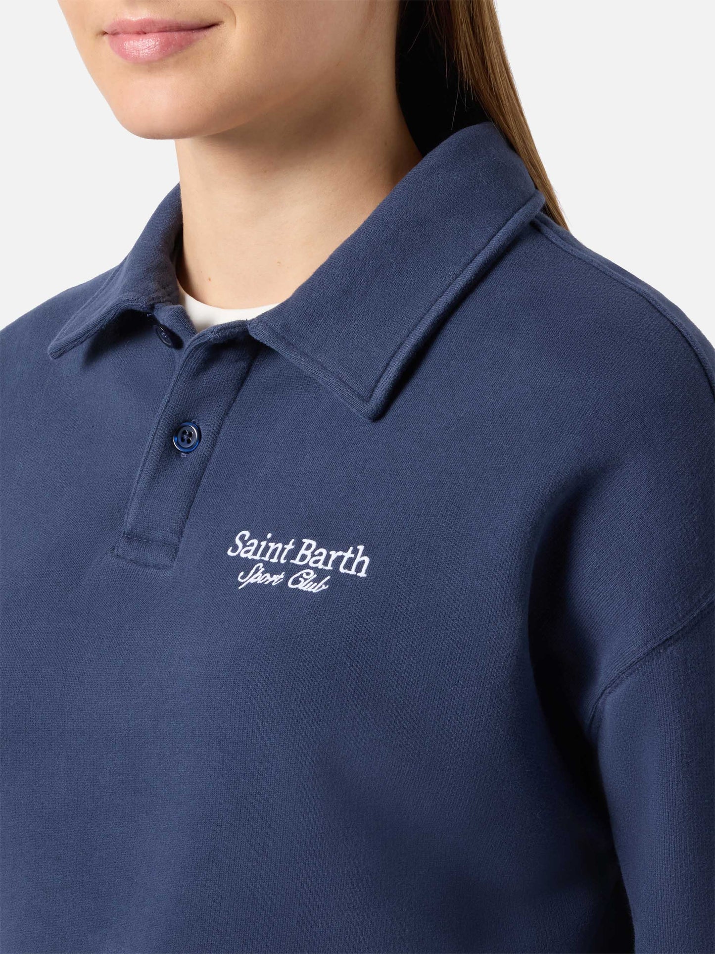 Sweat-shirt Berenice bleu avec broderie Saint Barth Sport Club 