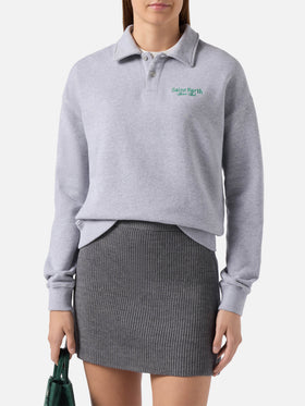 Berenice Sweatshirt, grau meliert, mit Stickerei des Saint Barth Sport Clubs