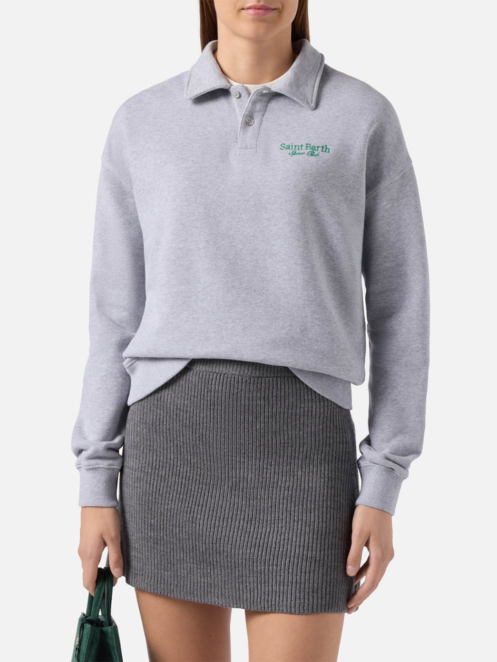 Berenice Sweatshirt, grau meliert, mit Stickerei des Saint Barth Sport Clubs