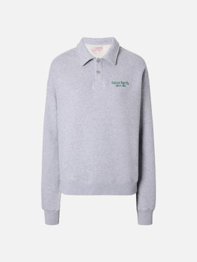 Berenice Sweatshirt, grau meliert, mit Stickerei des Saint Barth Sport Clubs