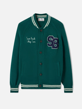 Grüner gestrickter Bomber im College-Stil Benjamin 