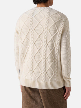 Weißer Rundhalspullover von Bergen Tricot