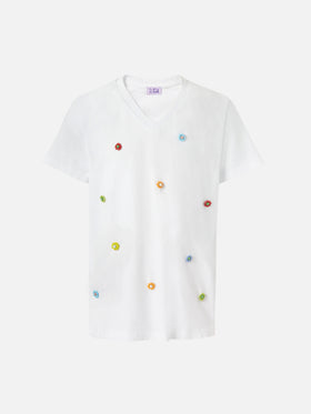 Baumwoll-T-Shirt Bessy Jr mit Perlenverzierung 