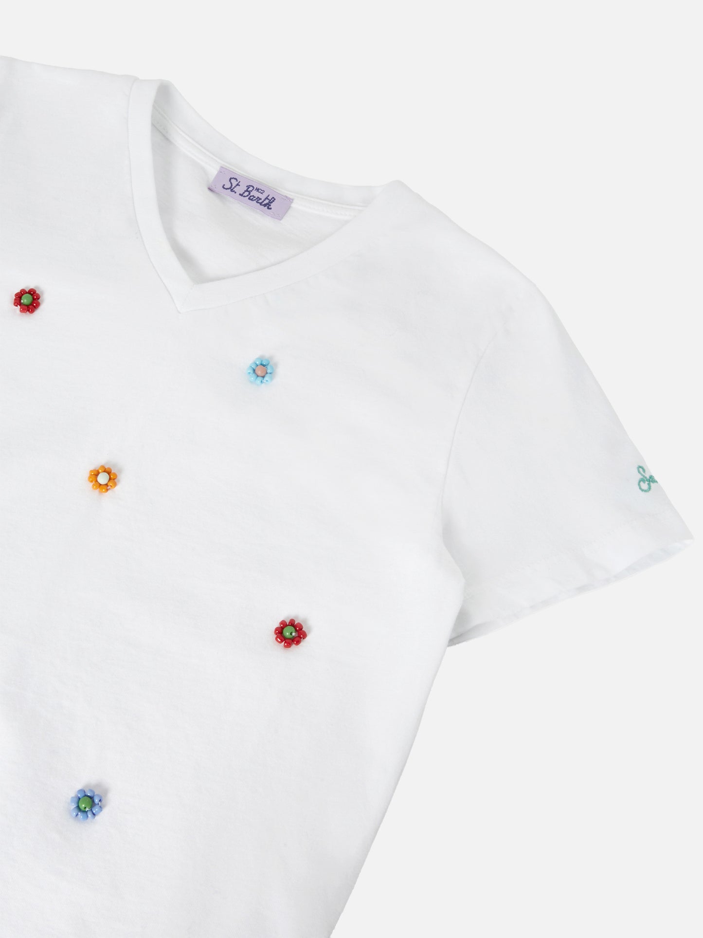 Baumwoll-T-Shirt Bessy Jr mit Perlenverzierung 