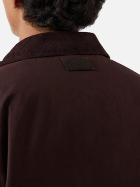 Overshirt Bexley marrone cerata con collo in velluto a costine
