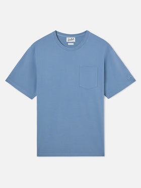 Camiseta Dusty blue de piqué de algodón Bakewell con bolsillo y bordado del logo 