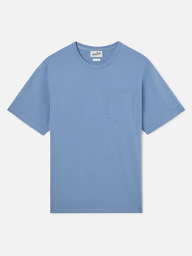 Dusty blue Bakewell T-Shirt aus Baumwoll-Piqué mit Tasche und Logostickerei 