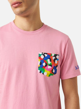 Camiseta Blanche rosa con bolsillo estampado multicolor | Special Edition 