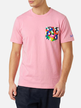 Camiseta Blanche rosa con bolsillo estampado multicolor | Special Edition 