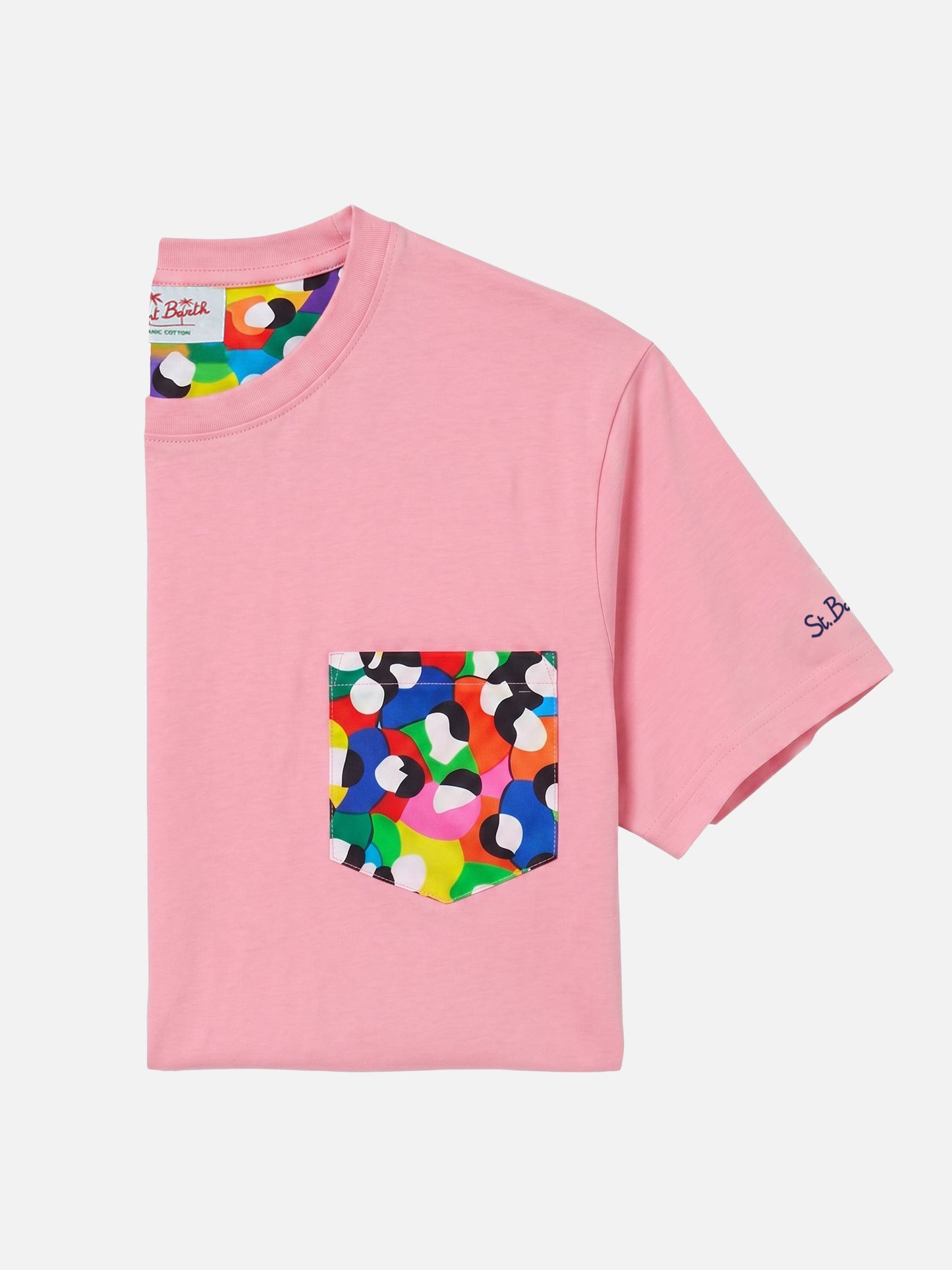 Camiseta Blanche rosa con bolsillo estampado multicolor | Special Edition 