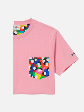 Camiseta Blanche rosa con bolsillo estampado multicolor | Special Edition 