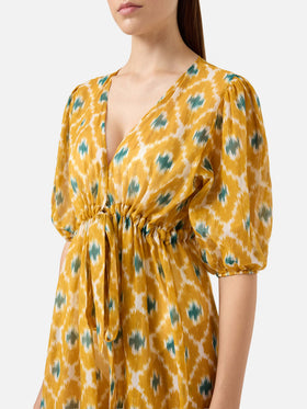 Robe longue Bliss en coton et soie avec imprimé géométrique 