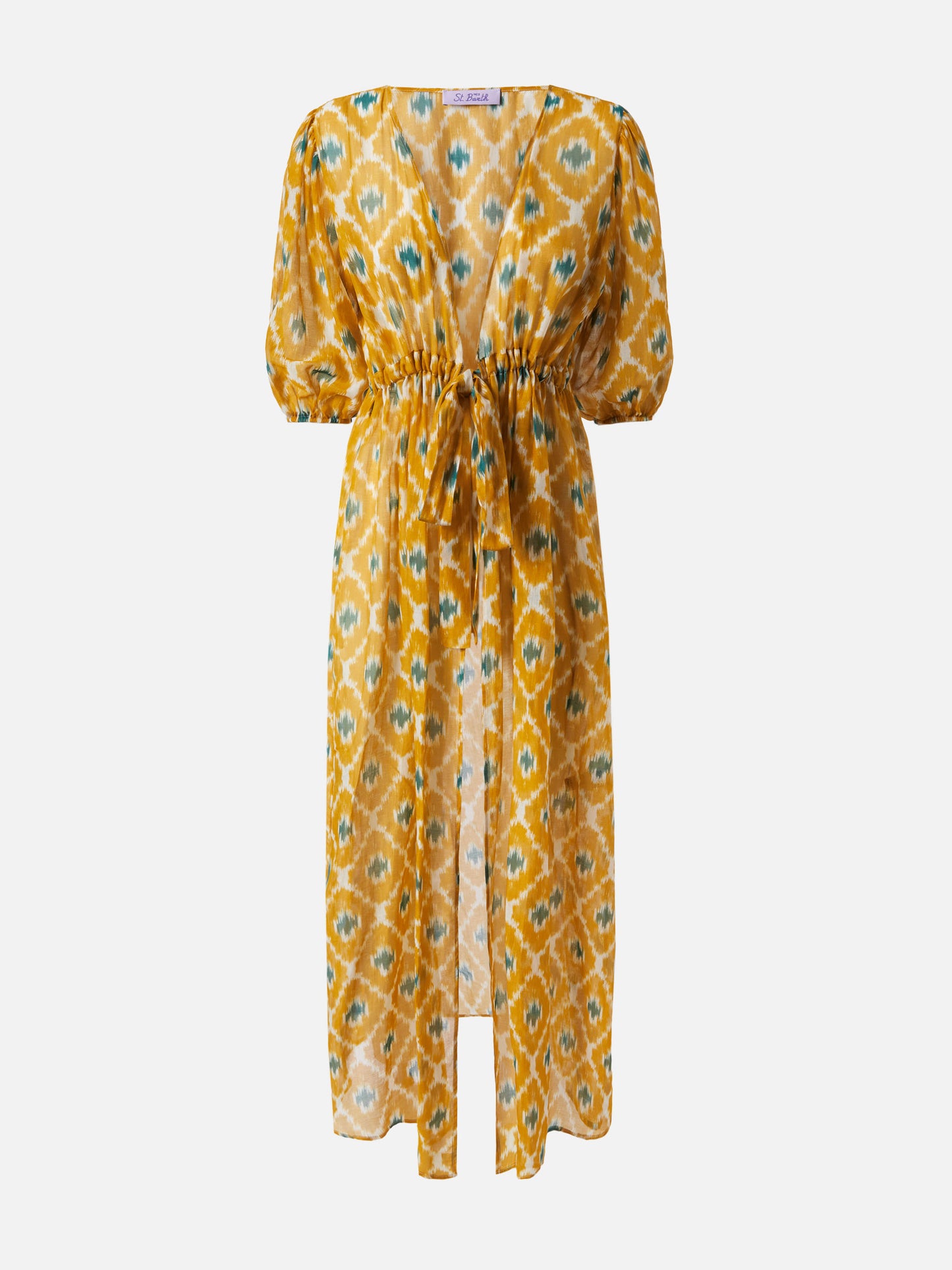 Robe longue Bliss en coton et soie avec imprimé géométrique 