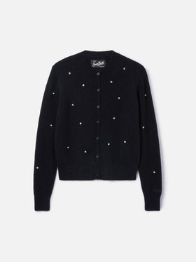 Schwarze Strickjacke Bellamy für Damen mit Strasssteinen