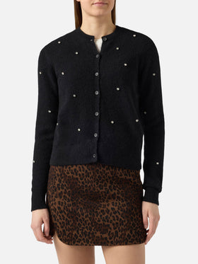 Schwarze Strickjacke Bellamy für Damen mit Strasssteinen
