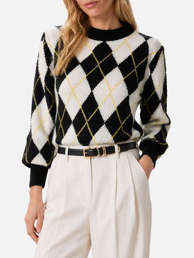 Maglione Bloom Soft con fantasia argyle bianco e grigio