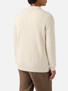 Weißer Cardigan aus reiner Wolle, Bolton