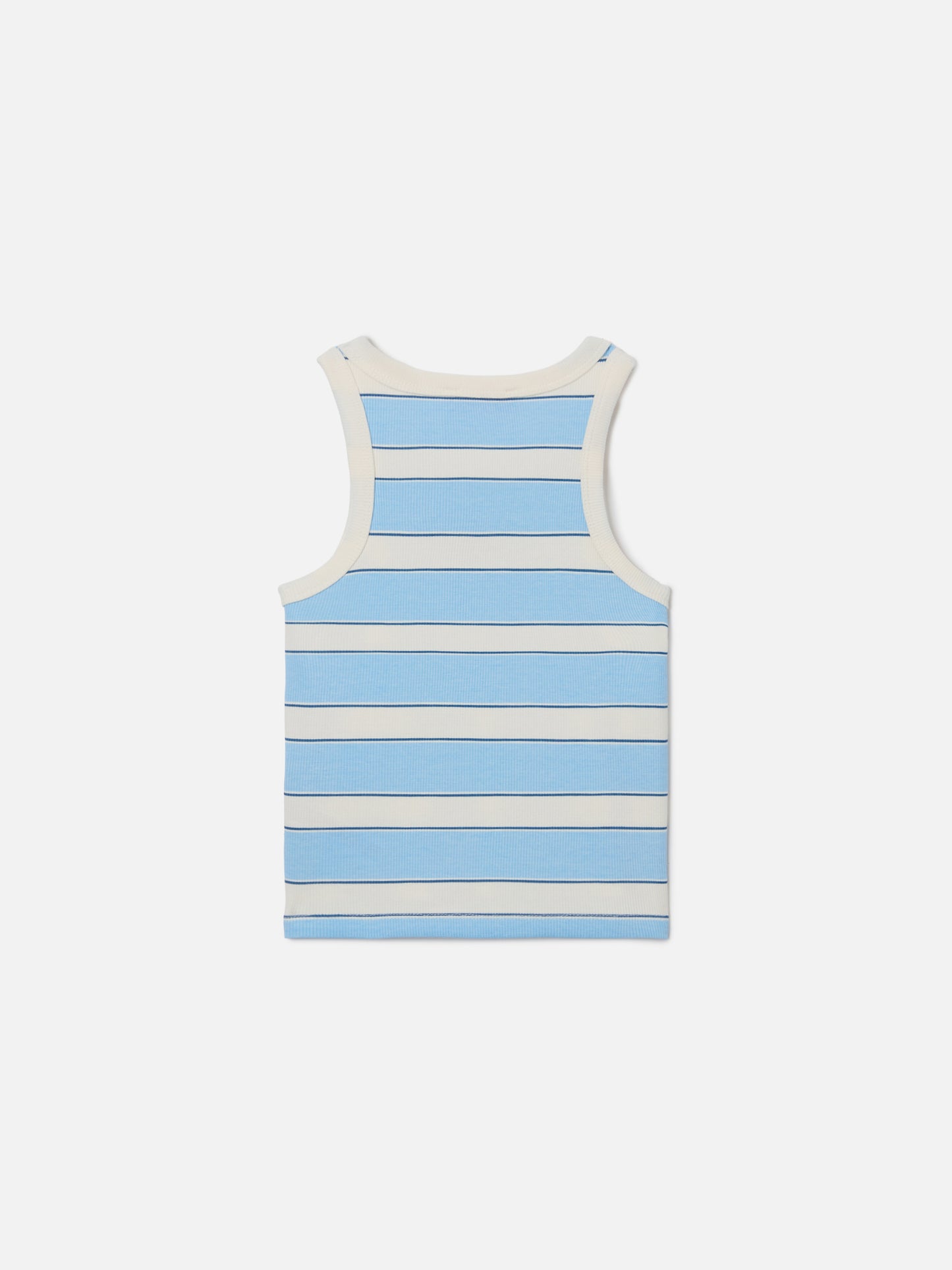 Camiseta de tirantes Blue Jr con rayas azul claro y color crema y logotipo bordado 