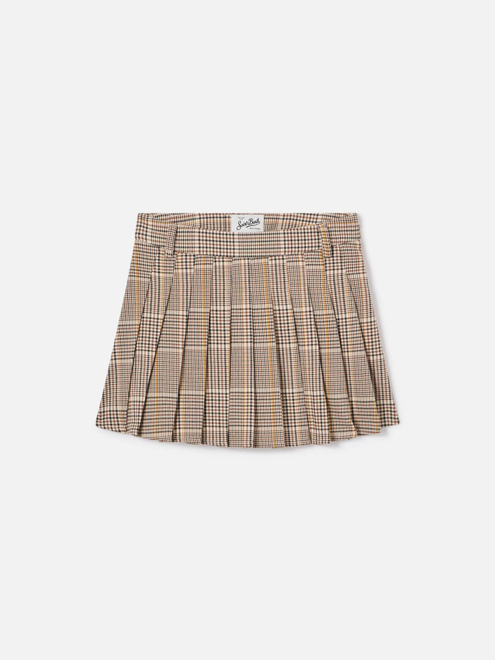 Beige Blay flannel skirt with tartan pattern