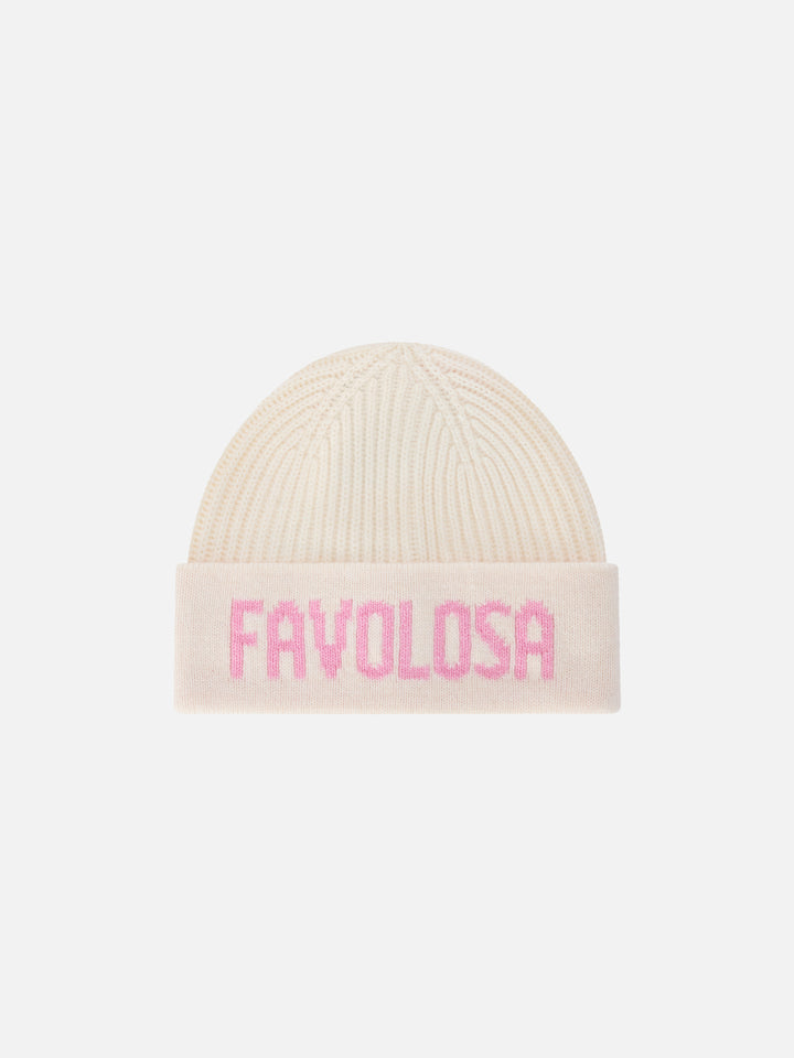 Bonnet Benjie off white avec lettrage Favolosa 