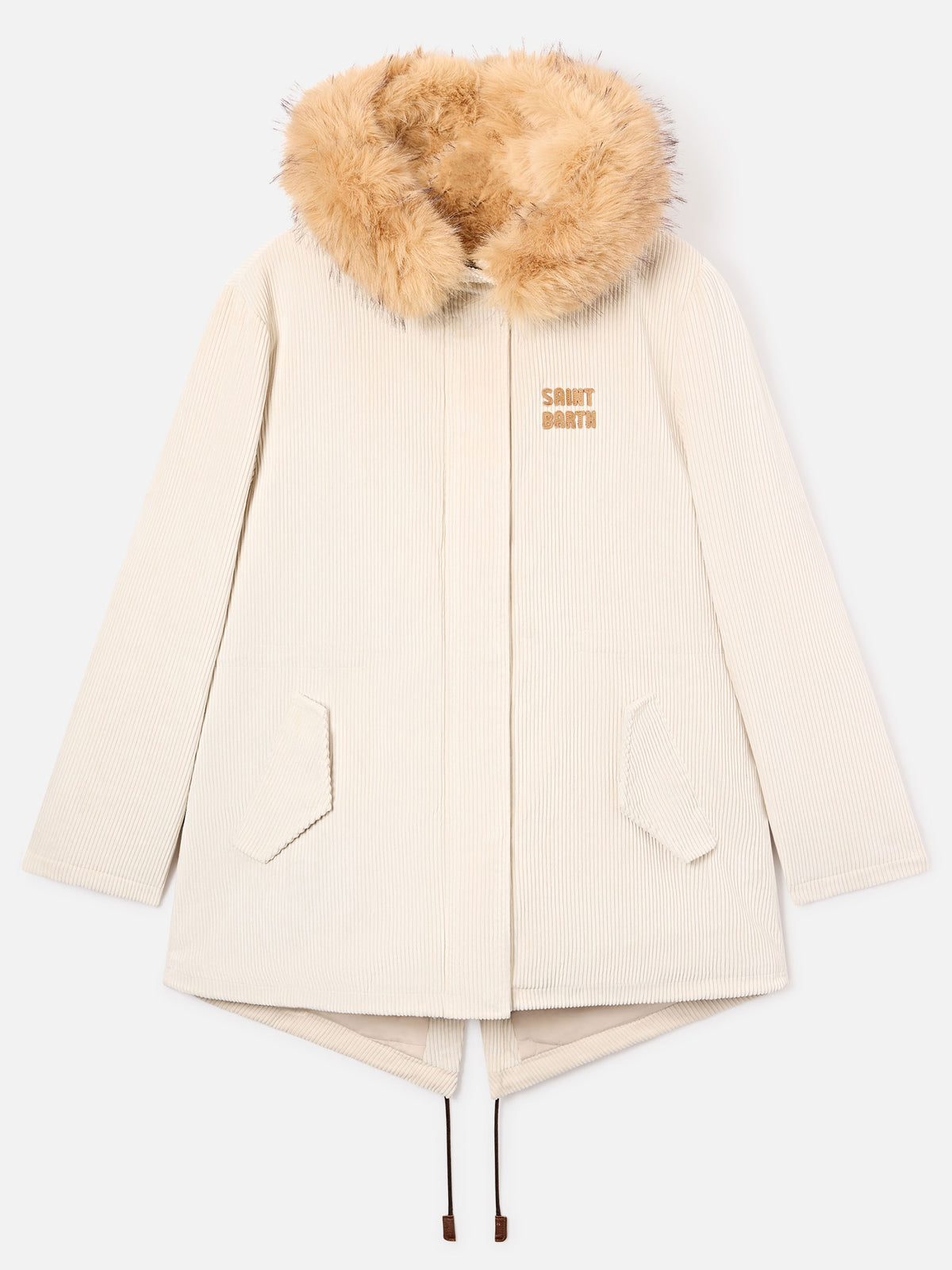 Ice Brenna Cord-Parka mit Kapuze aus Kunstfell 