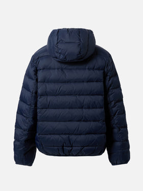 Wendbare Daunenjacke Bob in Marineblau und Tartan