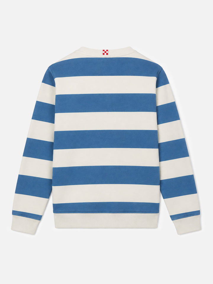 Felpa Bobby a righe bluette e bianco panna