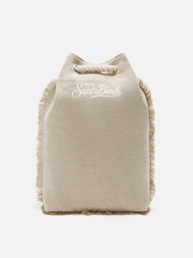Zaino Boat in lino beige con logo stampato