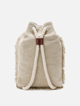 Zaino Boat in lino beige con logo stampato