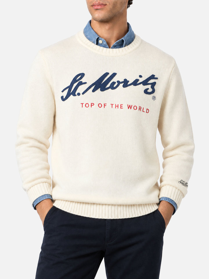Off white Bombardino Light sweater with St. Moritz patch | Special edition