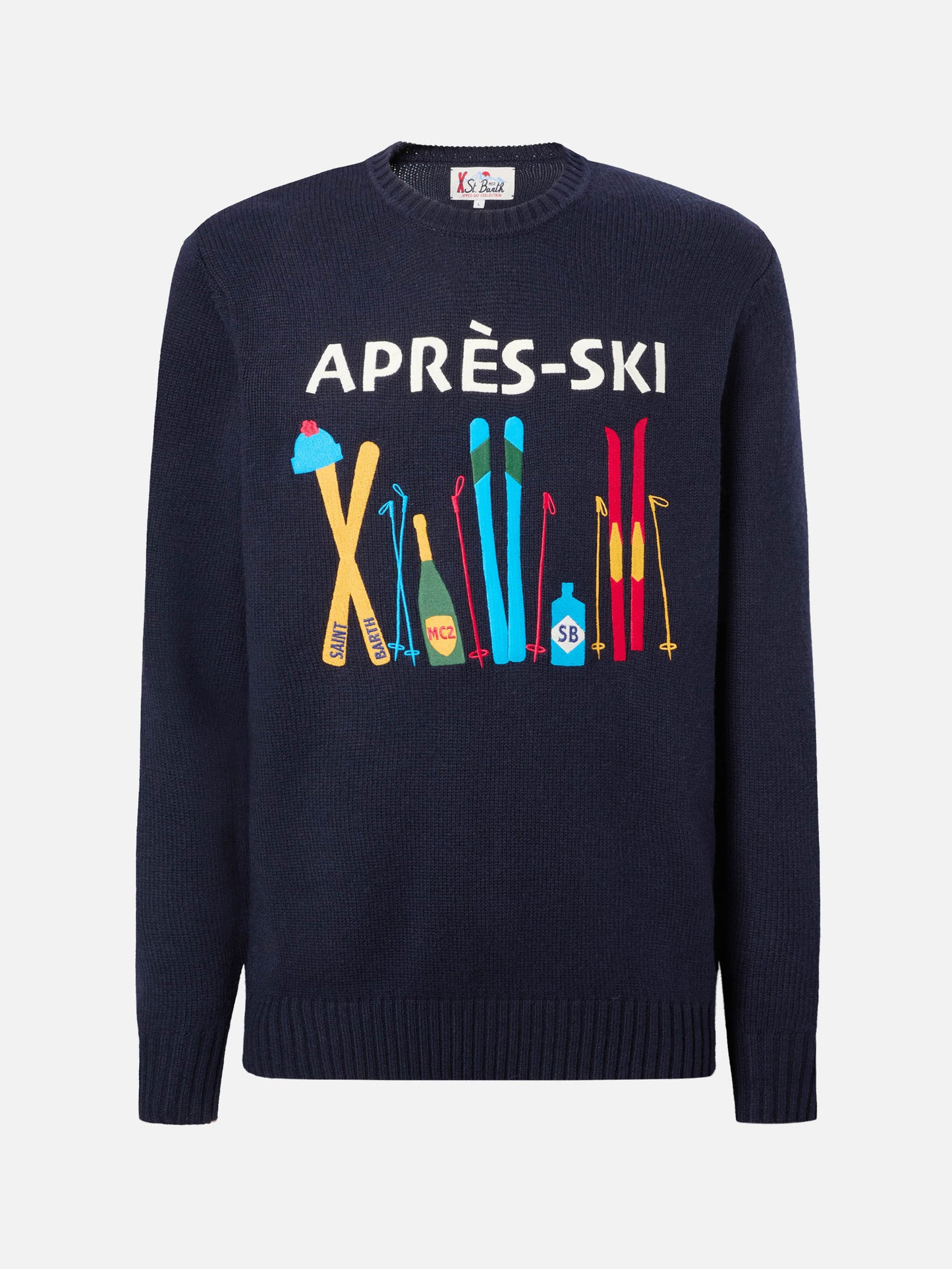 Hellblauer Bombardino Light Pullover mit Après-Ski-Jacquardmuster