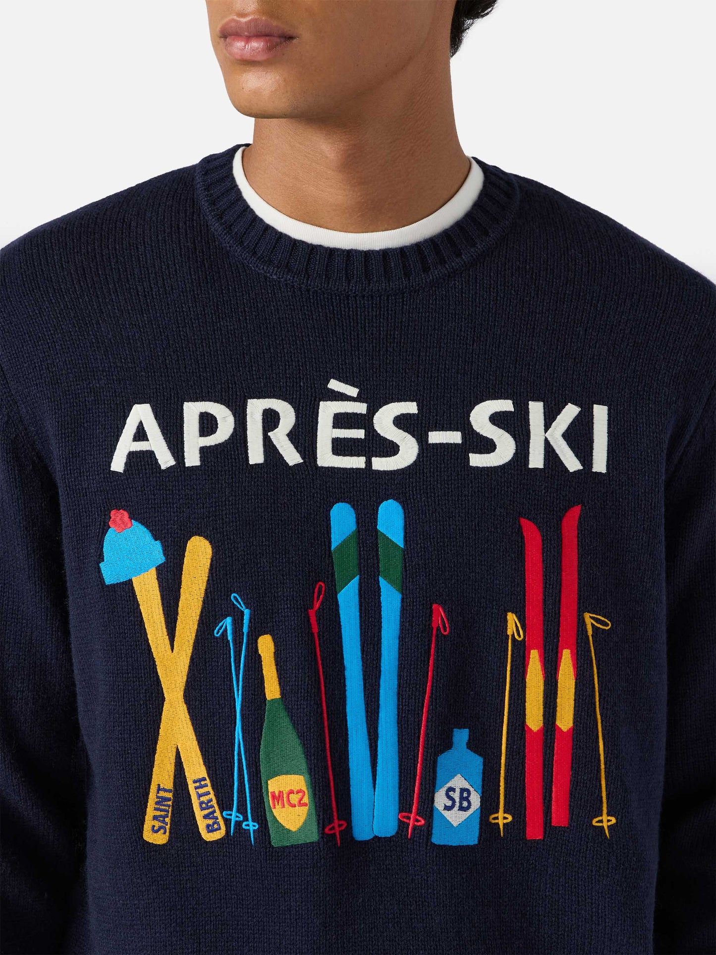 Hellblauer Bombardino Light Pullover mit Après-Ski-Jacquardmuster