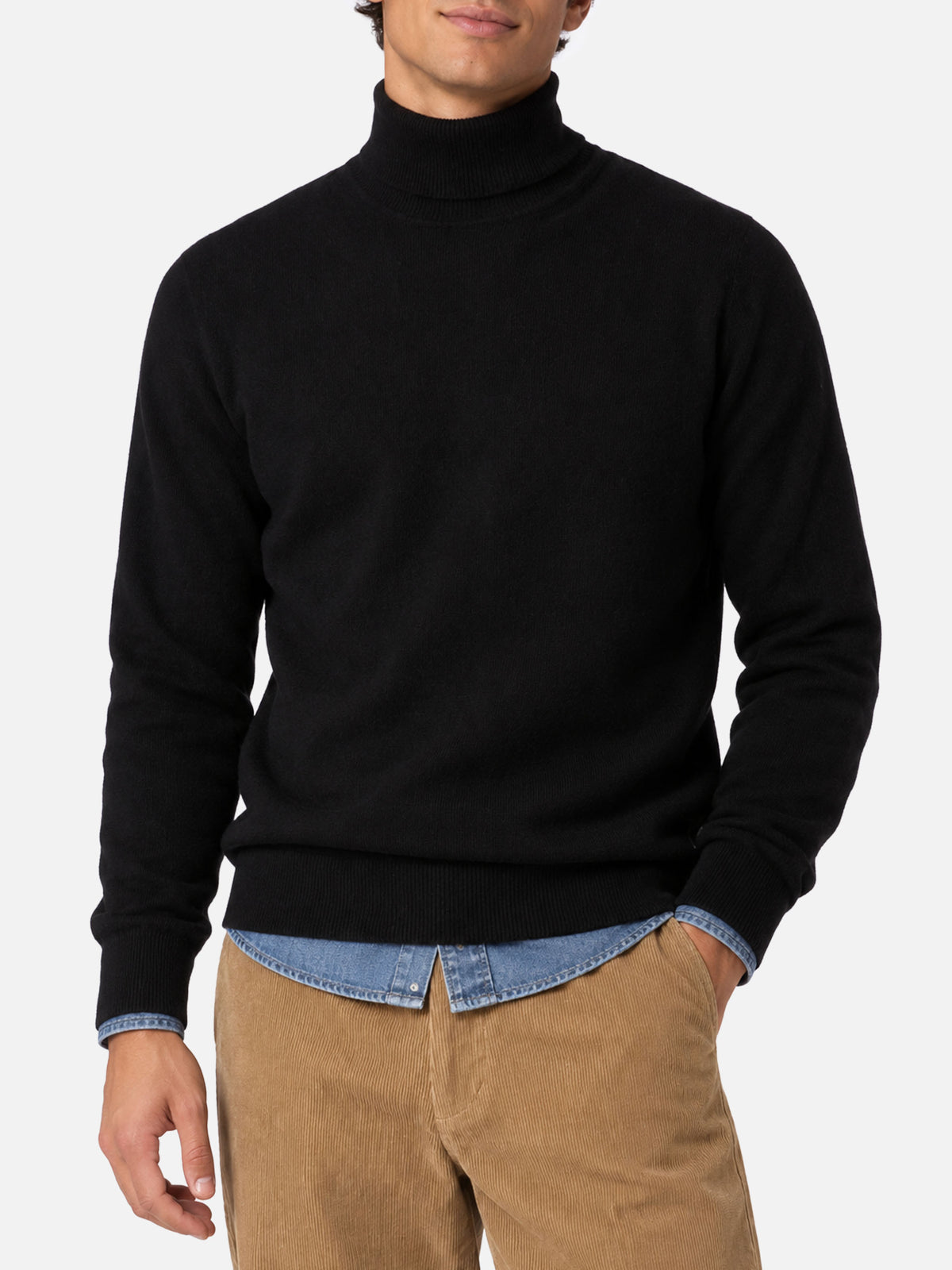 Pull à col roulé Bond en mélange de cachemire noir 