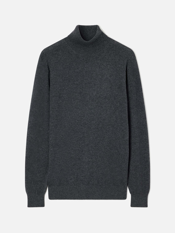 Jersey de cuello alto en mezcla de lana merino y cachemir Grey Bond 