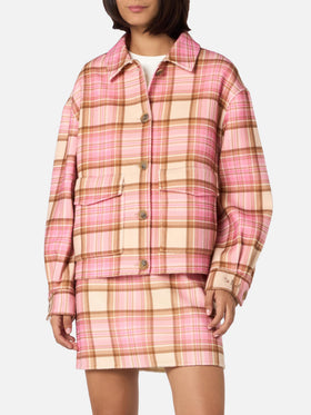 Chaqueta Bonnibell de efecto lana tartán rosa 
