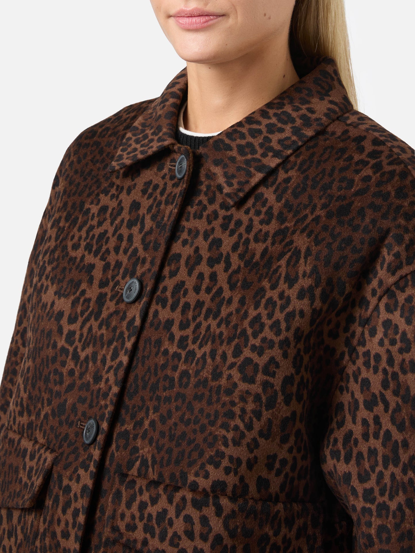 Veste cropped Bonnibell en double tissu à imprimé léopard 