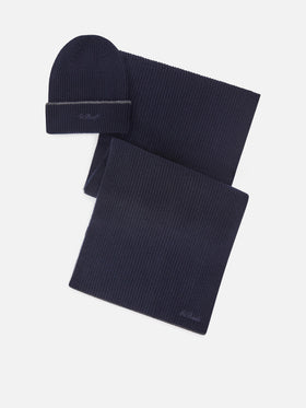 Ensemble bonnet et écharpe en laine Navy blue 