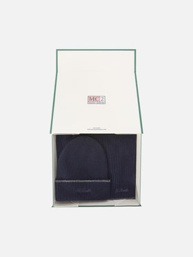 Ensemble bonnet et écharpe en laine Navy blue 