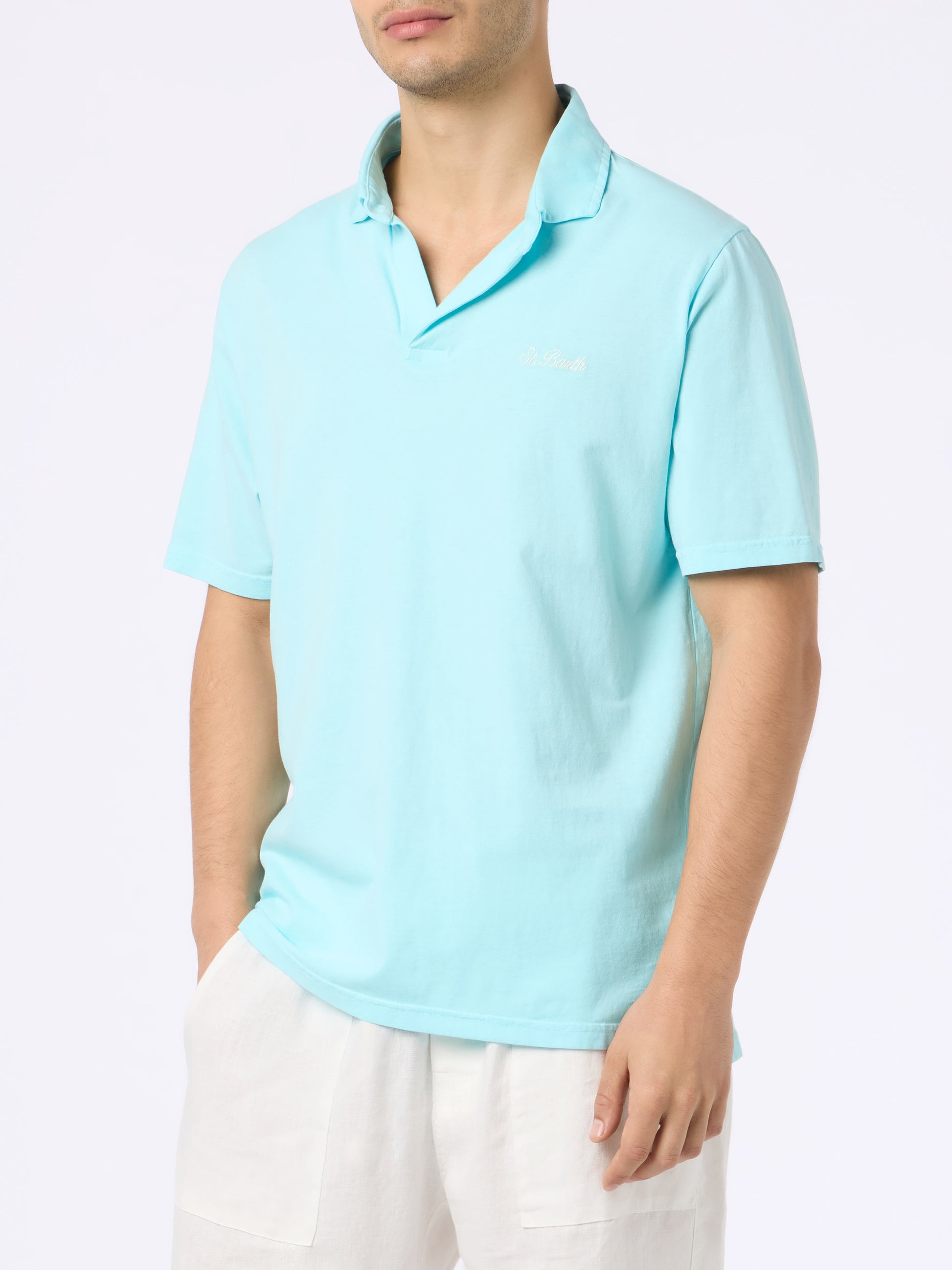 Man water green cotton jersey polo shirt Brighton - MC2 Saint Barth