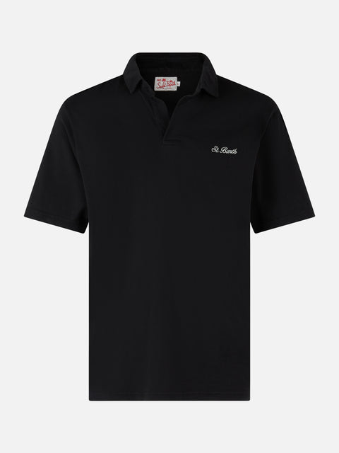 Man black cotton jersey polo shirt Brighton - MC2 Saint Barth