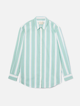 Camisa Brigitte de algodón con rayas verdes y bordado Sport Club 