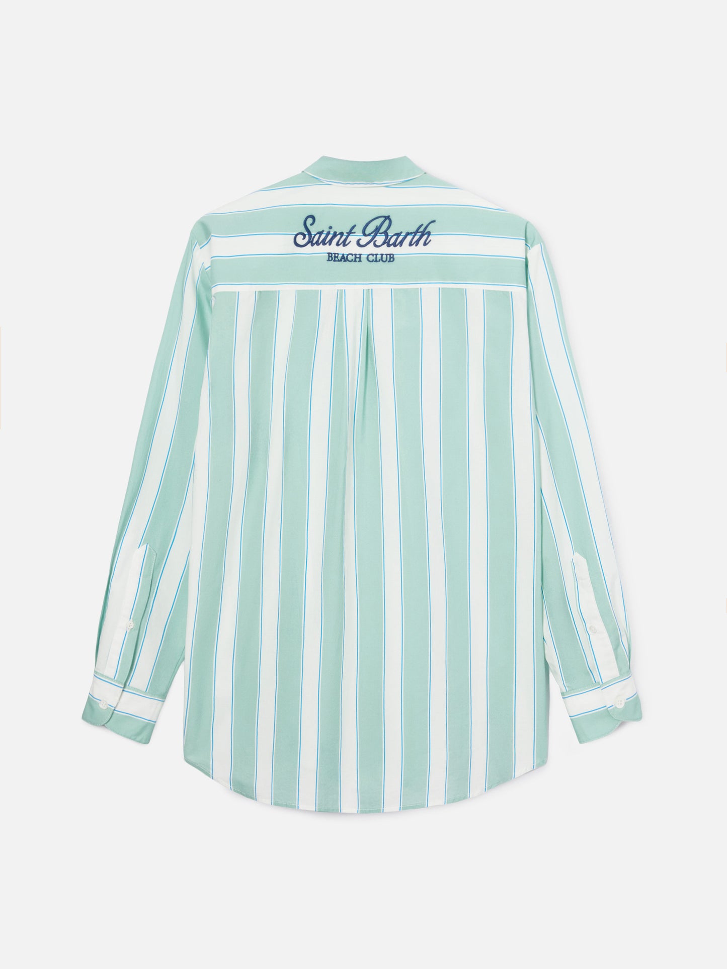 Camisa Brigitte de algodón con rayas verdes y bordado Sport Club 