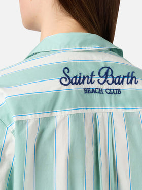 Camisa Brigitte de algodón con rayas verdes y bordado Sport Club 