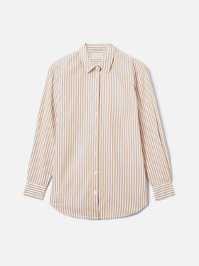 Chemise Brigitte en coton à rayures beiges avec broderie Sport Club 