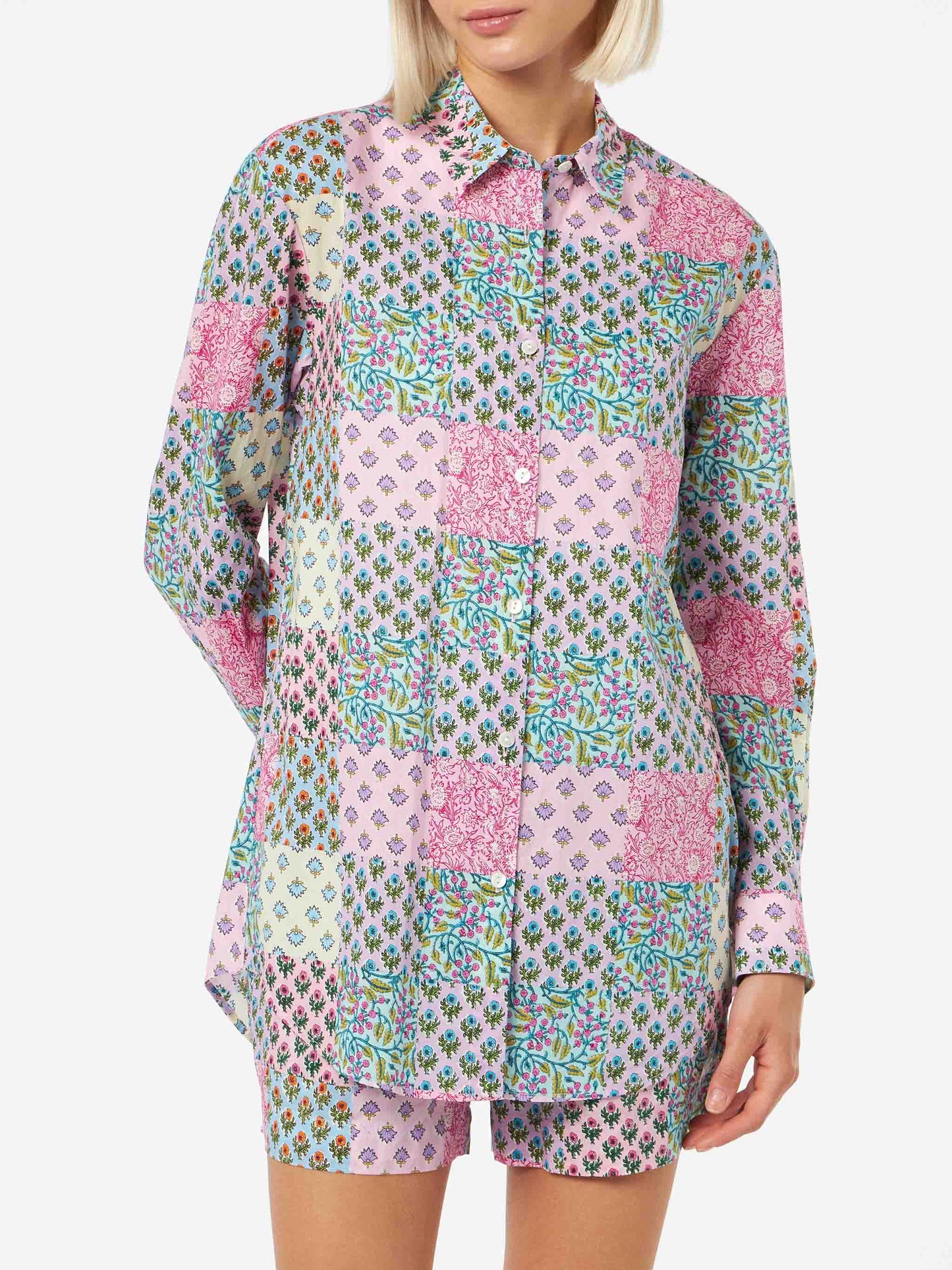Woman cotton shirt Brigitte with flower print - MC2 Saint Barth