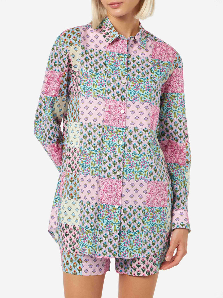 Woman cotton shirt Brigitte with flower print - MC2 Saint Barth