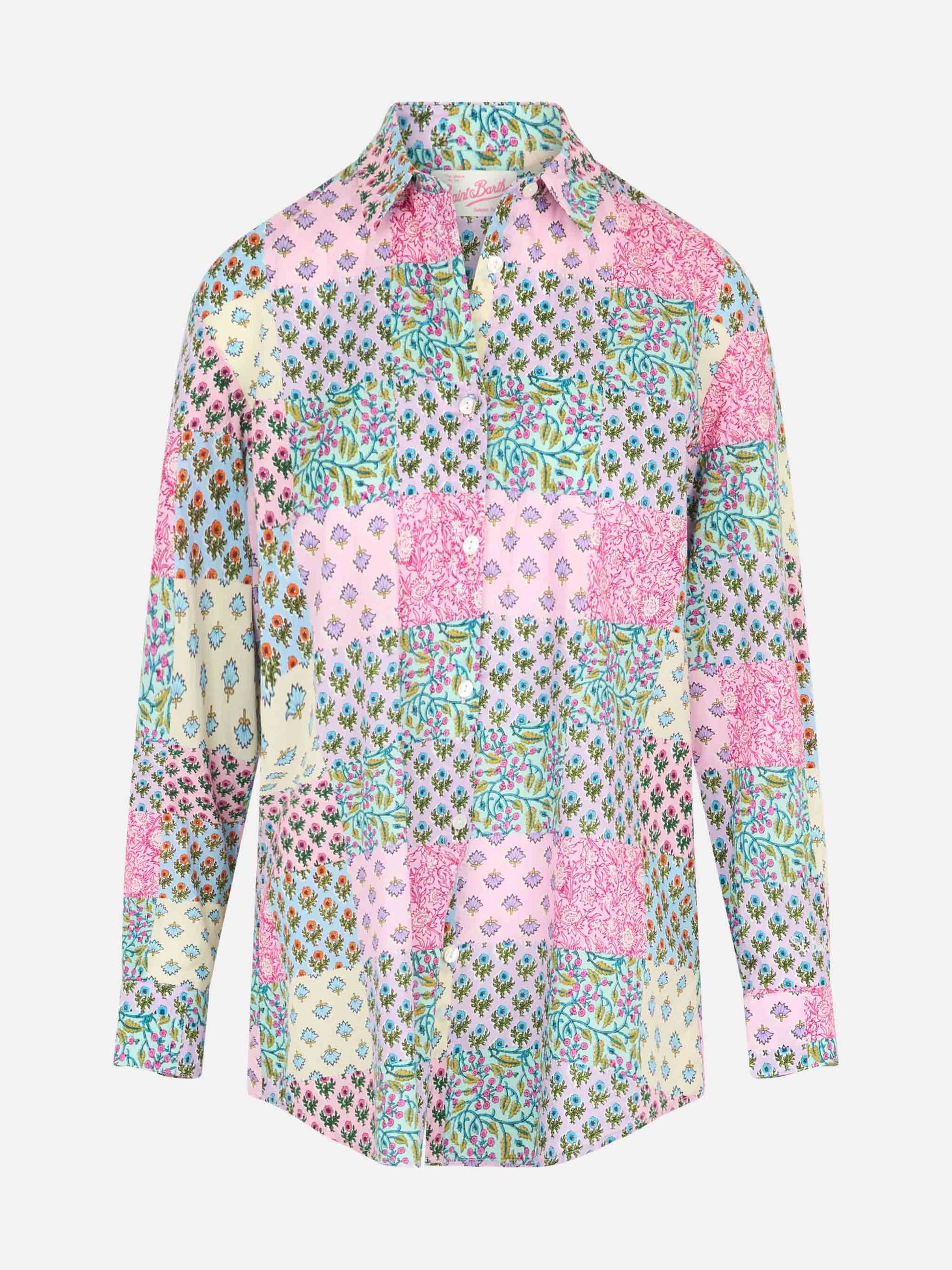 Woman cotton shirt Brigitte with flower print - MC2 Saint Barth